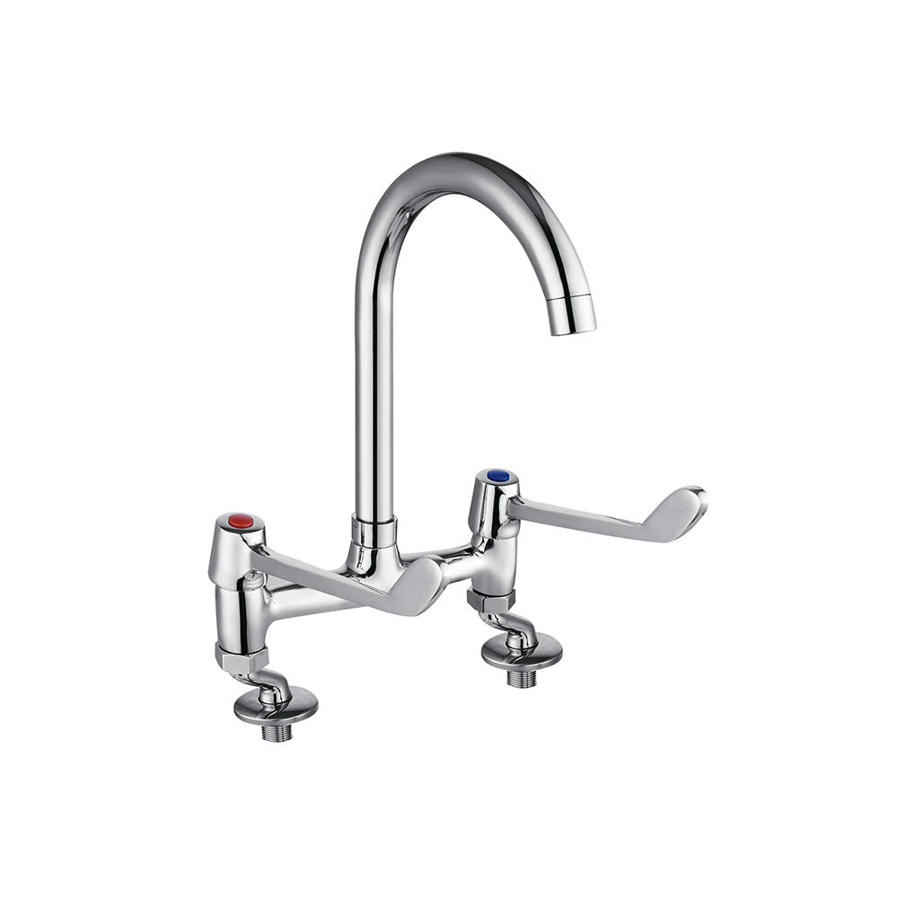 TPM-615107 High-quality all-copper thickened vegetable basin sink vertical cold and hot water long handle-two-hand wheel kitchen faucet