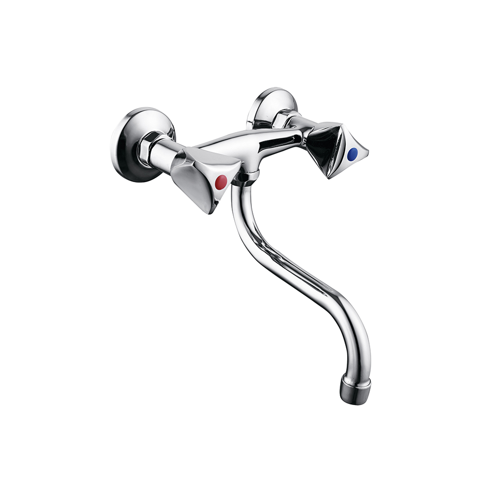 TPM-617102 High-quality all-copper thickened sink washbasin cold and hot water low mouth-two-hand wheel kitchen faucet