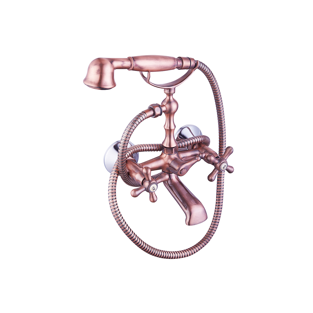 TPM-617107-High quality full copper thickened primary color bathroom hot and cold water-two hand wheel shower faucet