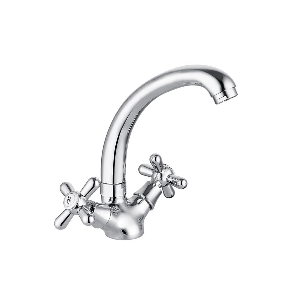 TPM-620103 High quality full copper thickened hot and cold water vertical-two hand wheel kitchen faucet