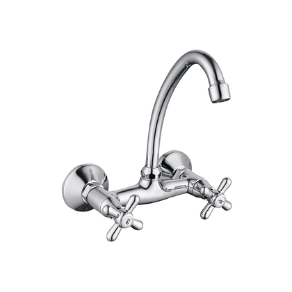 TPM-620104 High quality full copper thickened hot and cold water horizontal type-two hand wheel kitchen faucet