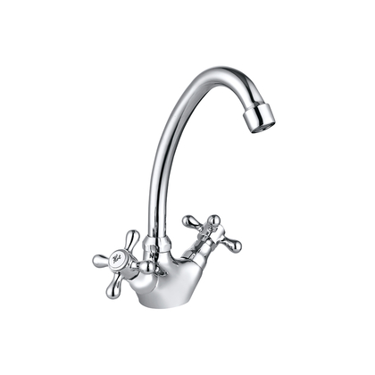 TPM-621102-High quality full copper thickened cold and hot water vertical sink-two hand wheel kitchen faucet