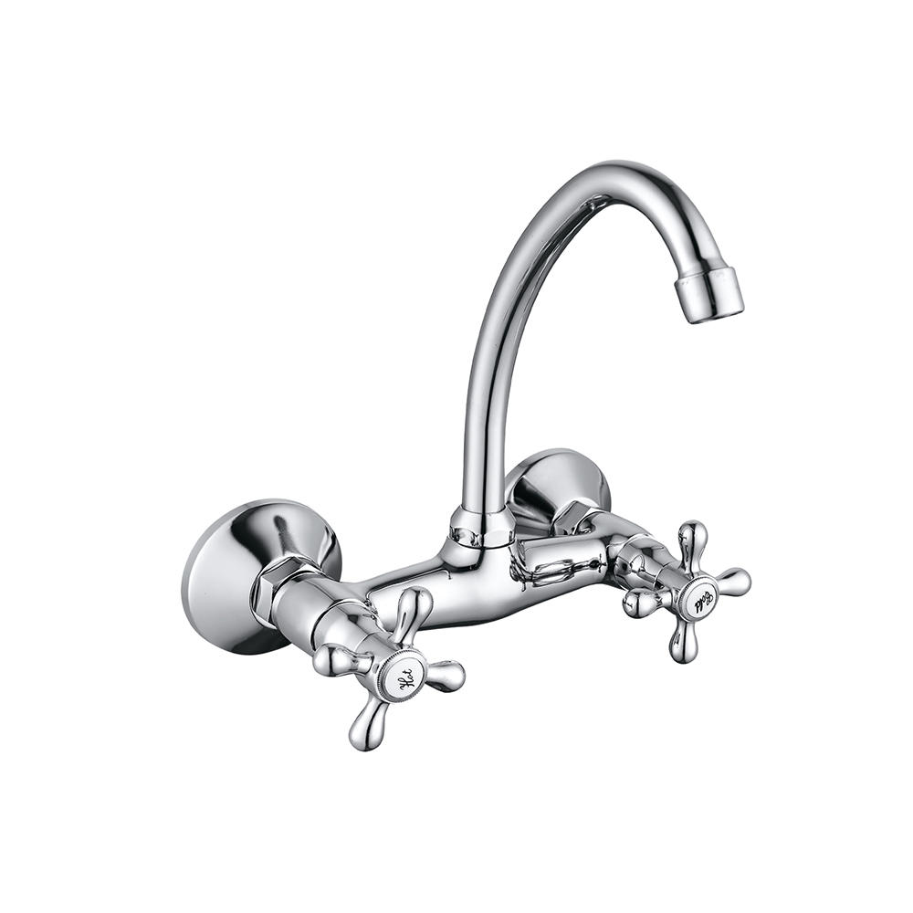 TPM-621103-High quality full copper thickened cold and hot water horizontal sink-two hand wheel kitchen faucet