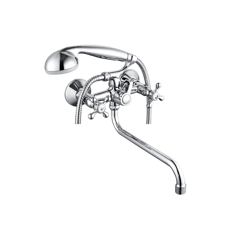 TPM-621104-High quality full copper thickened hot and cold water shower bath bathroom-two hand wheel shower faucet